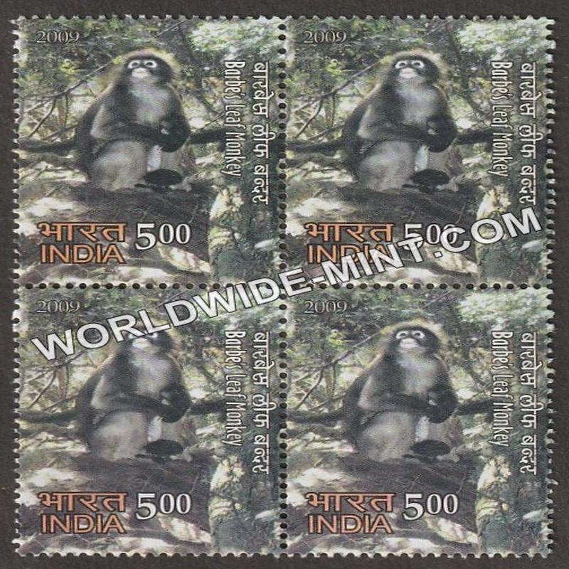 2009 Rare Fauna of the North East-Barbes Leaf Monkey Block of 4 MNH ...